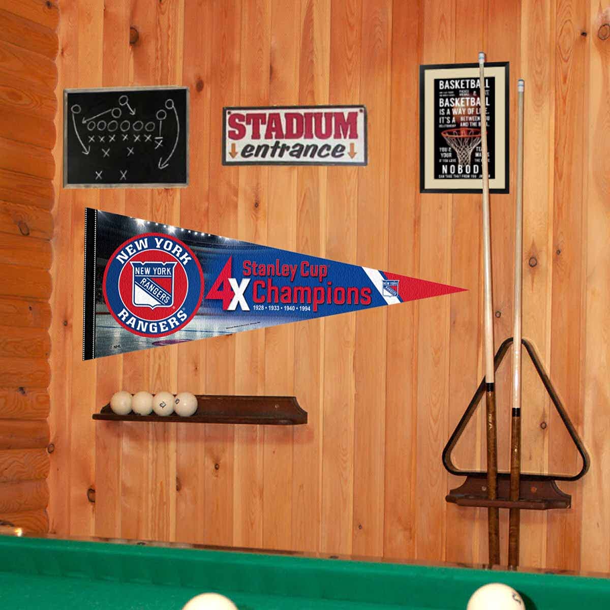 WinCraft New York Rangers 4 Time Cup Champions Pennant Banner Flag - Sports Collectibles, Sports Memorabilia, Sports Fan Shop, Sports Gifts