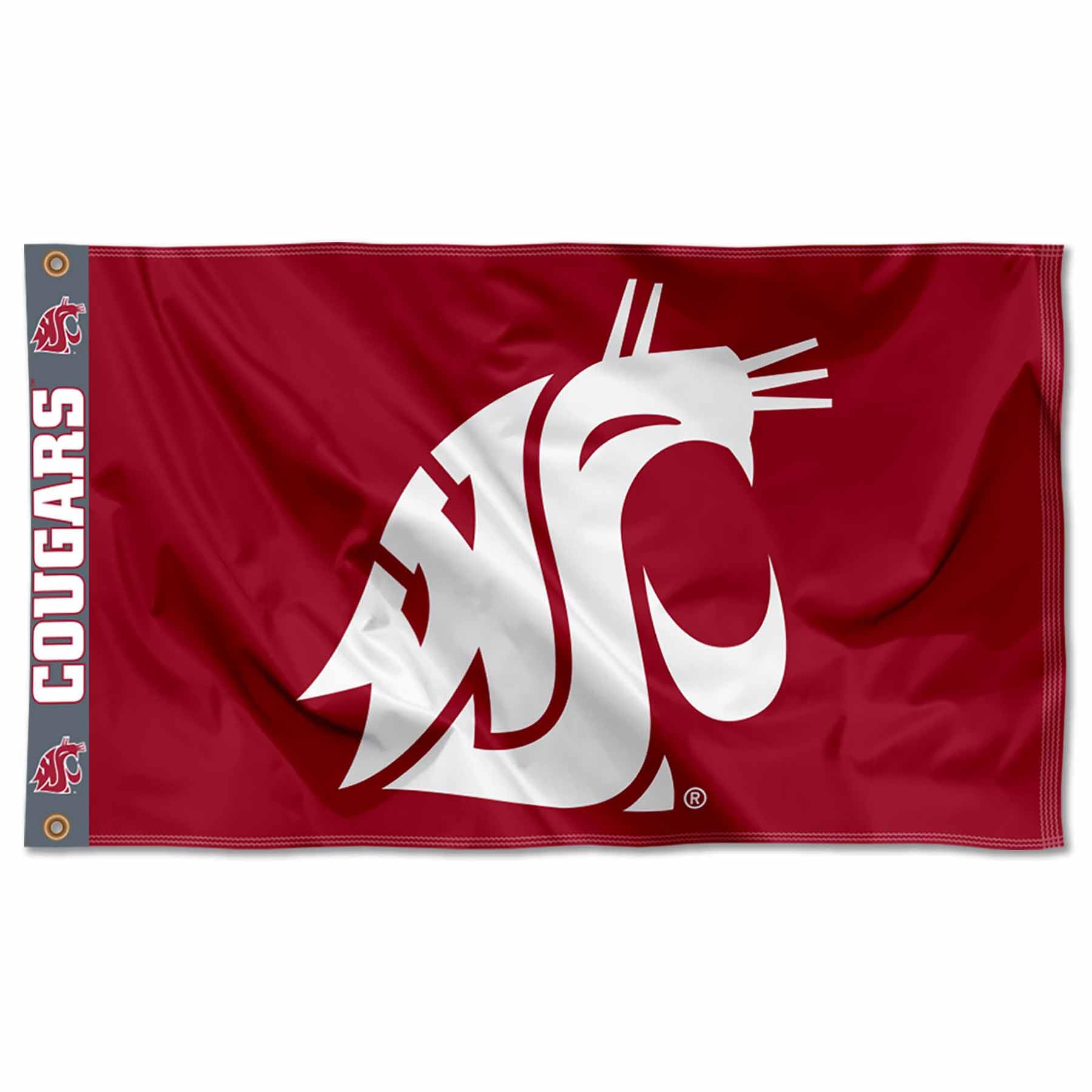 College Flags & Banners Co. Washington State Cougars Printed Header 3x5 Foot Banner Flag - Sports Collectibles, Sports Memorabilia, Sports Fan Shop, Sports Gifts