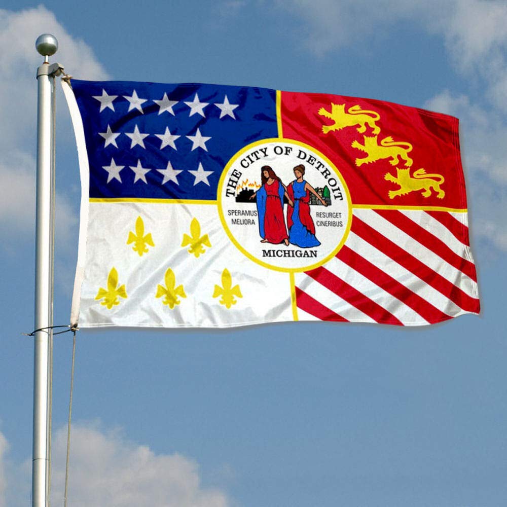 Sports Flags Pennants Company City of Detroit Flag 3x5 Foot Banner - Sports Collectibles, Sports Memorabilia, Sports Fan Shop, Sports Gifts