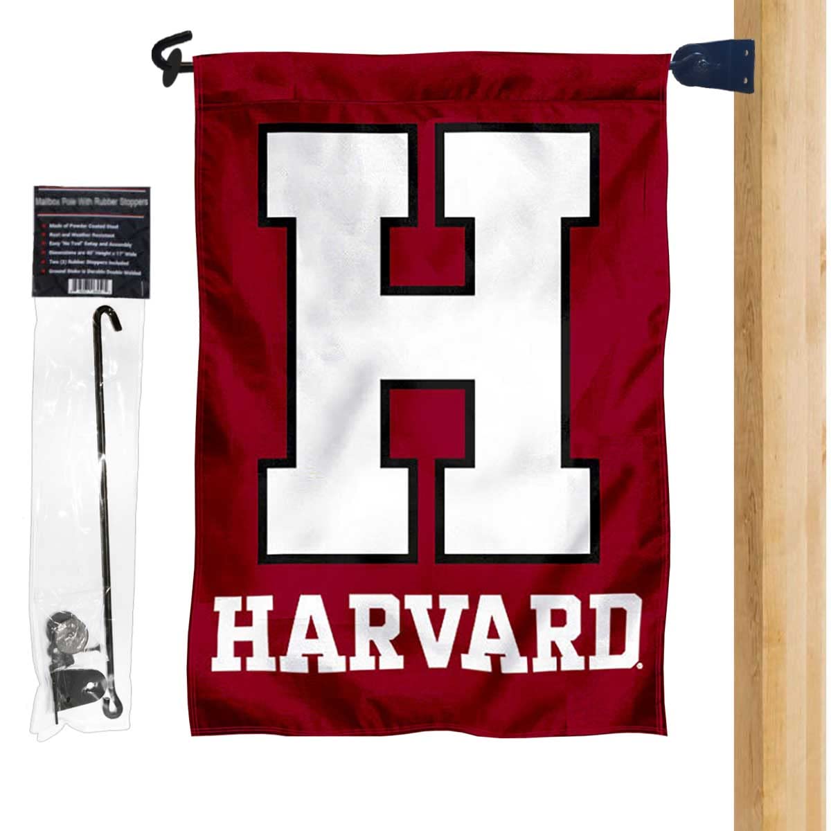 Harvard Crimson Garden Flag and Mailbox Post Pole Mount Holder Set - Sports Collectibles, Sports Memorabilia, Sports Fan Shop, Sports Gifts