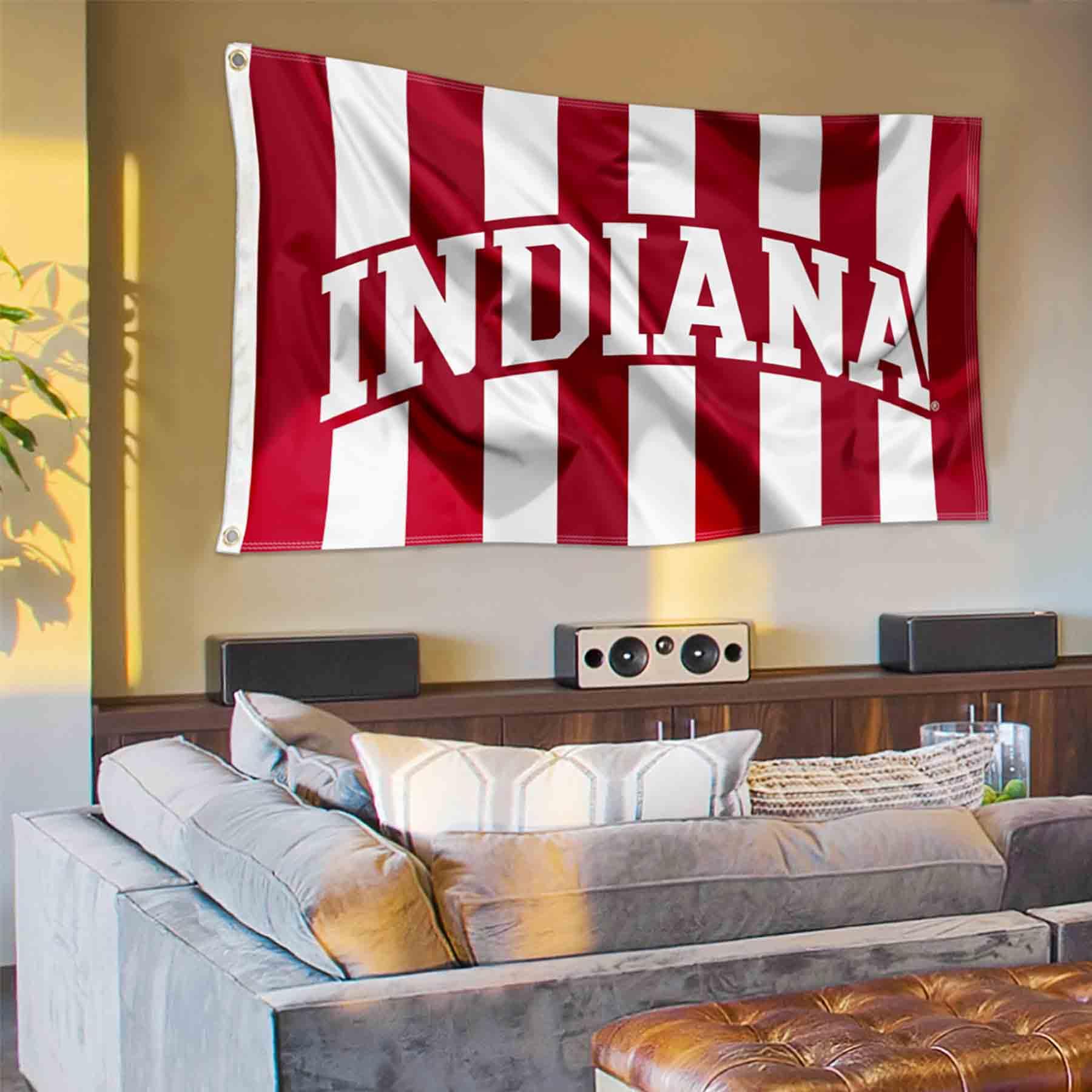 Indiana Hoosiers Stripes Large Grommet Banner Flag - Sports Collectibles, Sports Memorabilia, Sports Fan Shop, Sports Gifts