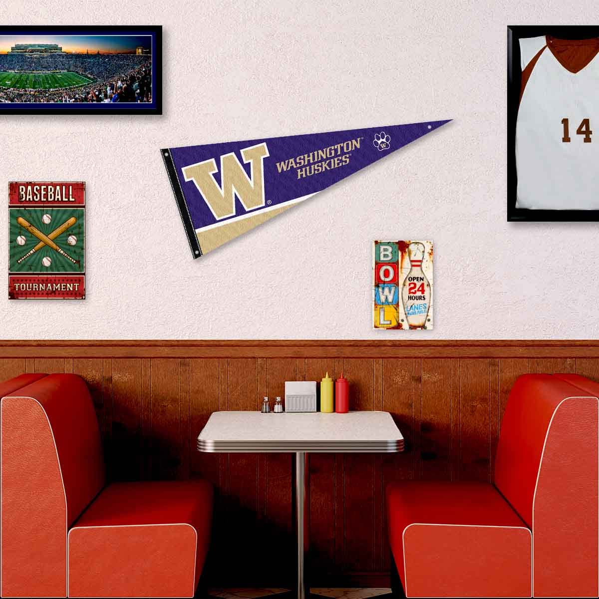 College Flags & Banners Co. Washington UW Huskies Pennant Flag and Wall Tack Mount Pads - Sports Collectibles, Sports Memorabilia, Sports Fan Shop, Sports Gifts