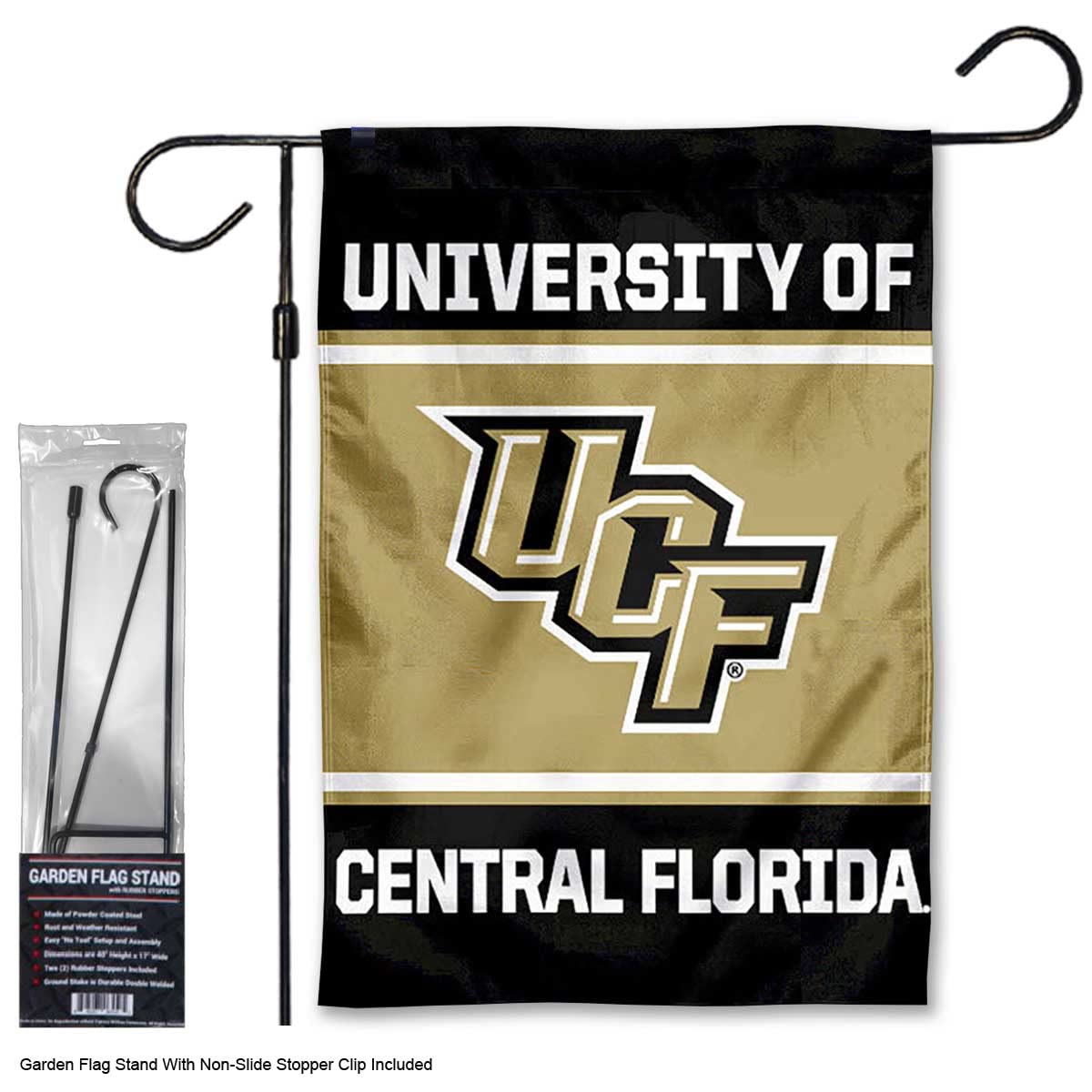 College Flags & Banners Co. Central Florida Knights Garden Banner Flag with Flag Pole Stand Set - Sports Collectibles, Sports Memorabilia, Sports Fan Shop, Sports Gifts