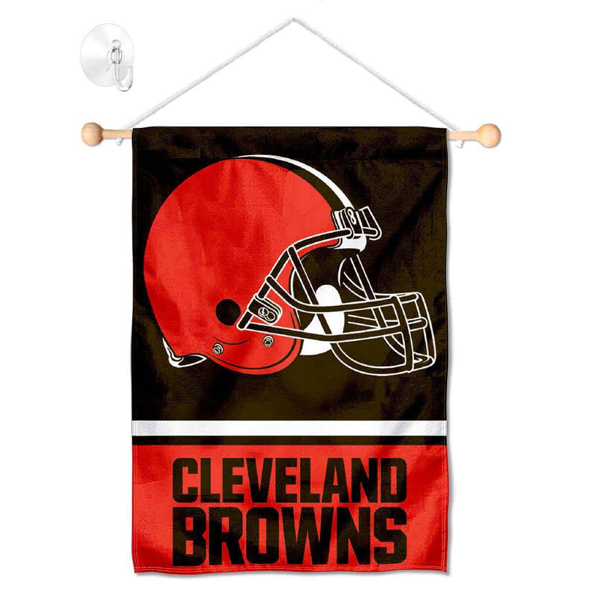 Cleveland Browns Banner Window Wall Hanging Flag with Suction Cup - Sports Collectibles, Sports Memorabilia, Sports Fan Shop, Sports Gifts