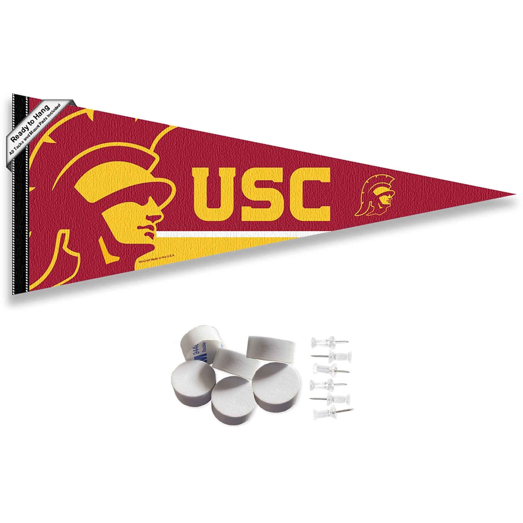 College Flags & Banners Co. USC Trojans Trojan Pennant Flag and Wall Tack Mount Pads - Sports Collectibles, Sports Memorabilia, Sports Fan Shop, Sports Gifts