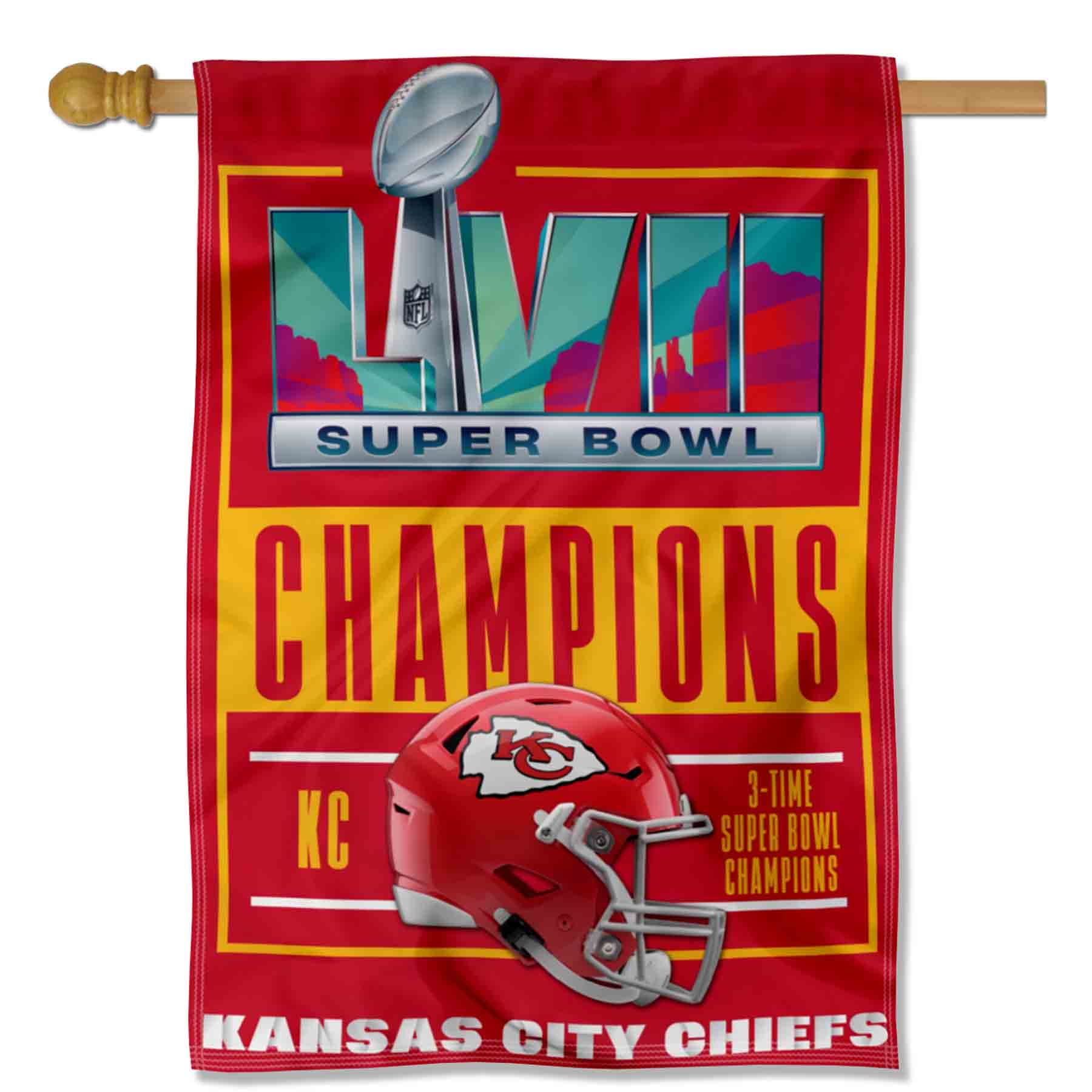 WinCraft Kansas City Chiefs Super Bowl LVII 2022 2023 Champions House Banner Flag - Sports Collectibles, Sports Memorabilia, Sports Fan Shop, Sports Gifts