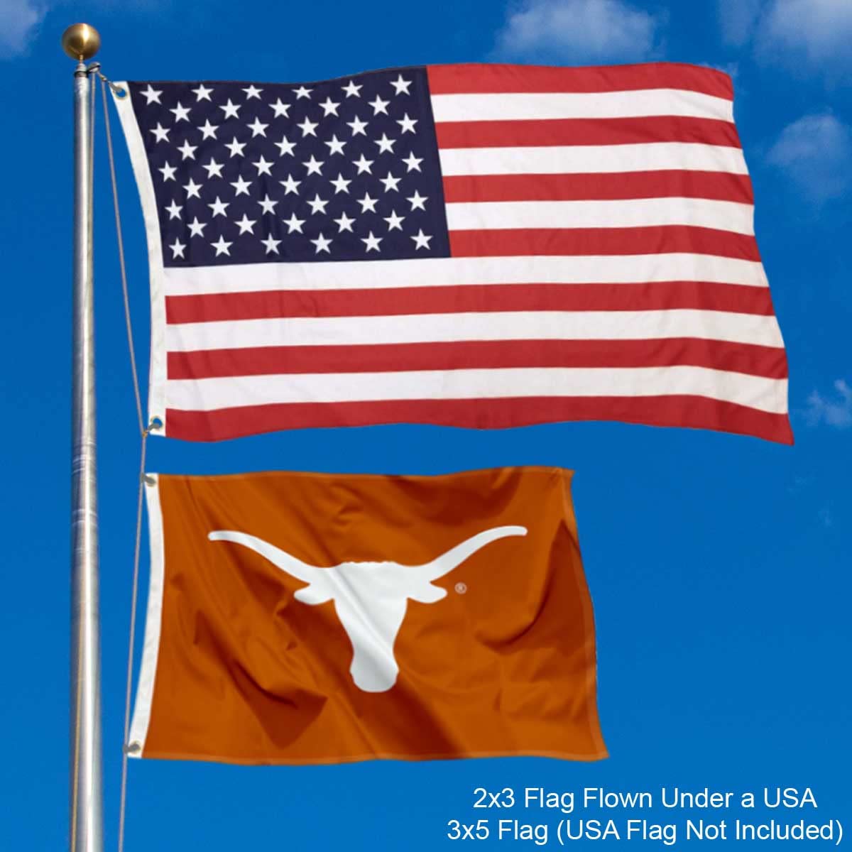 College Flags & Banners Co. Texas Longhorns Small 2x3 Foot Flag - Sports Collectibles, Sports Memorabilia, Sports Fan Shop, Sports Gifts