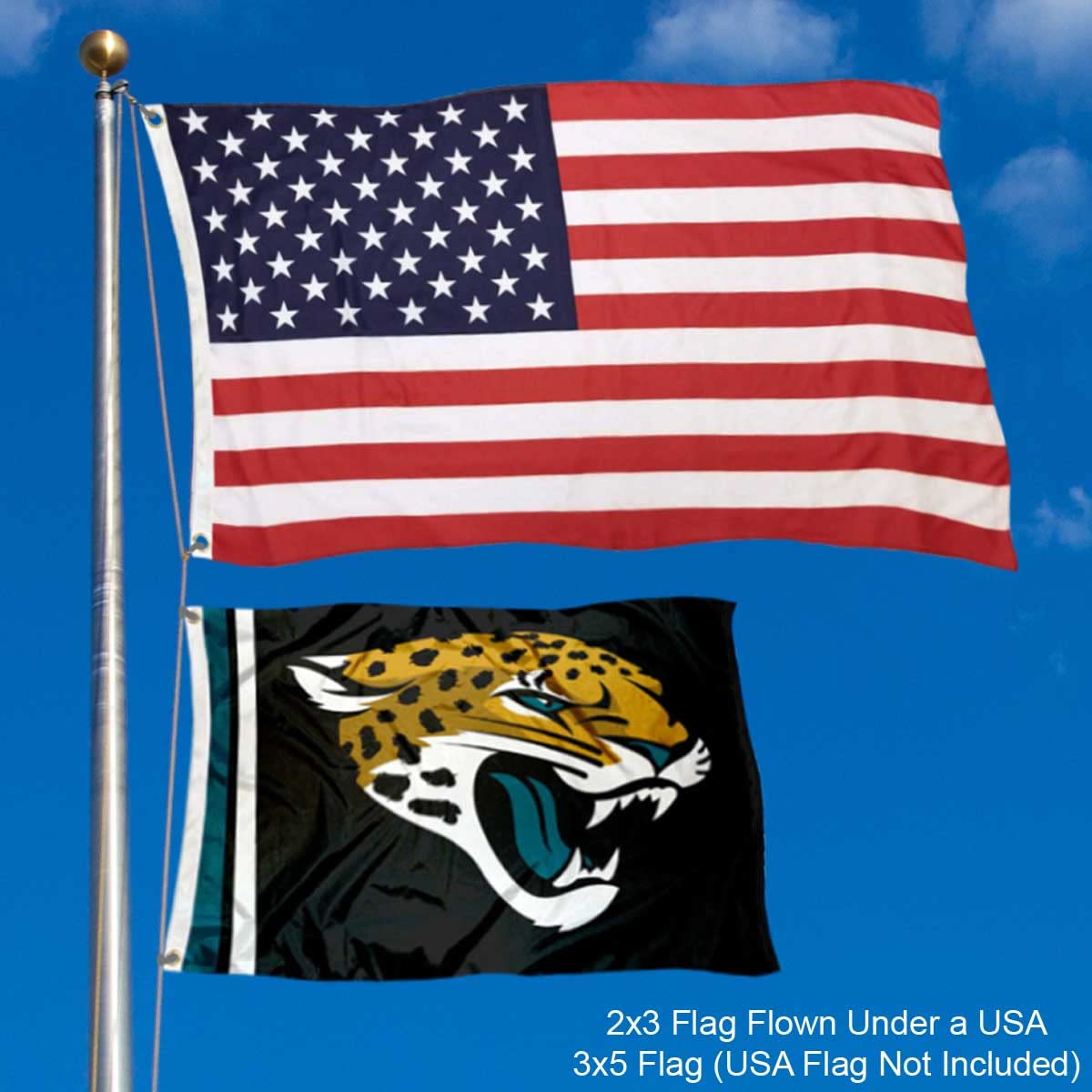 WinCraft Jacksonville Jaguars 2x3 Feet Flag - Sports Collectibles, Sports Memorabilia, Sports Fan Shop, Sports Gifts