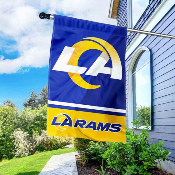 WinCraft Rams LA Logo Banner House Flag and 5 Foot Flagpole Set - Sports Collectibles, Sports Memorabilia, Sports Fan Shop, Sports Gifts