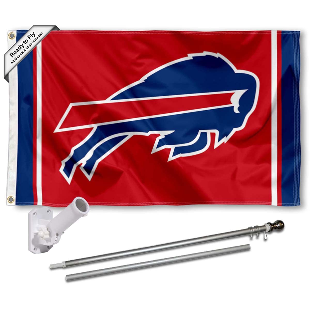 WinCraft Buffalo Bills Red Flag Pole and Bracket Mount Kit - Sports Collectibles, Sports Memorabilia, Sports Fan Shop, Sports Gifts