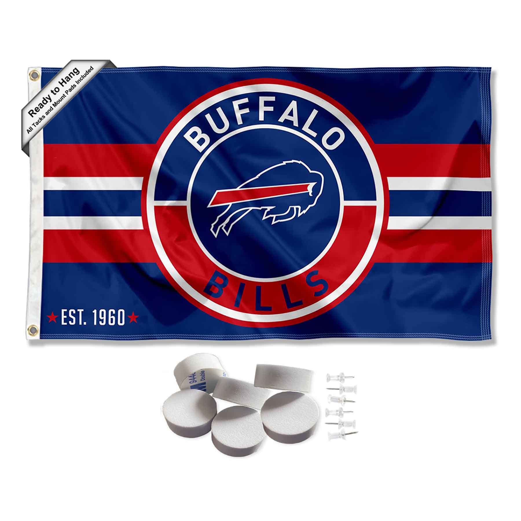 Buffalo Bills Patch Button Banner and Tapestry Wall Tack Pads - Sports Collectibles, Sports Memorabilia, Sports Fan Shop, Sports Gifts