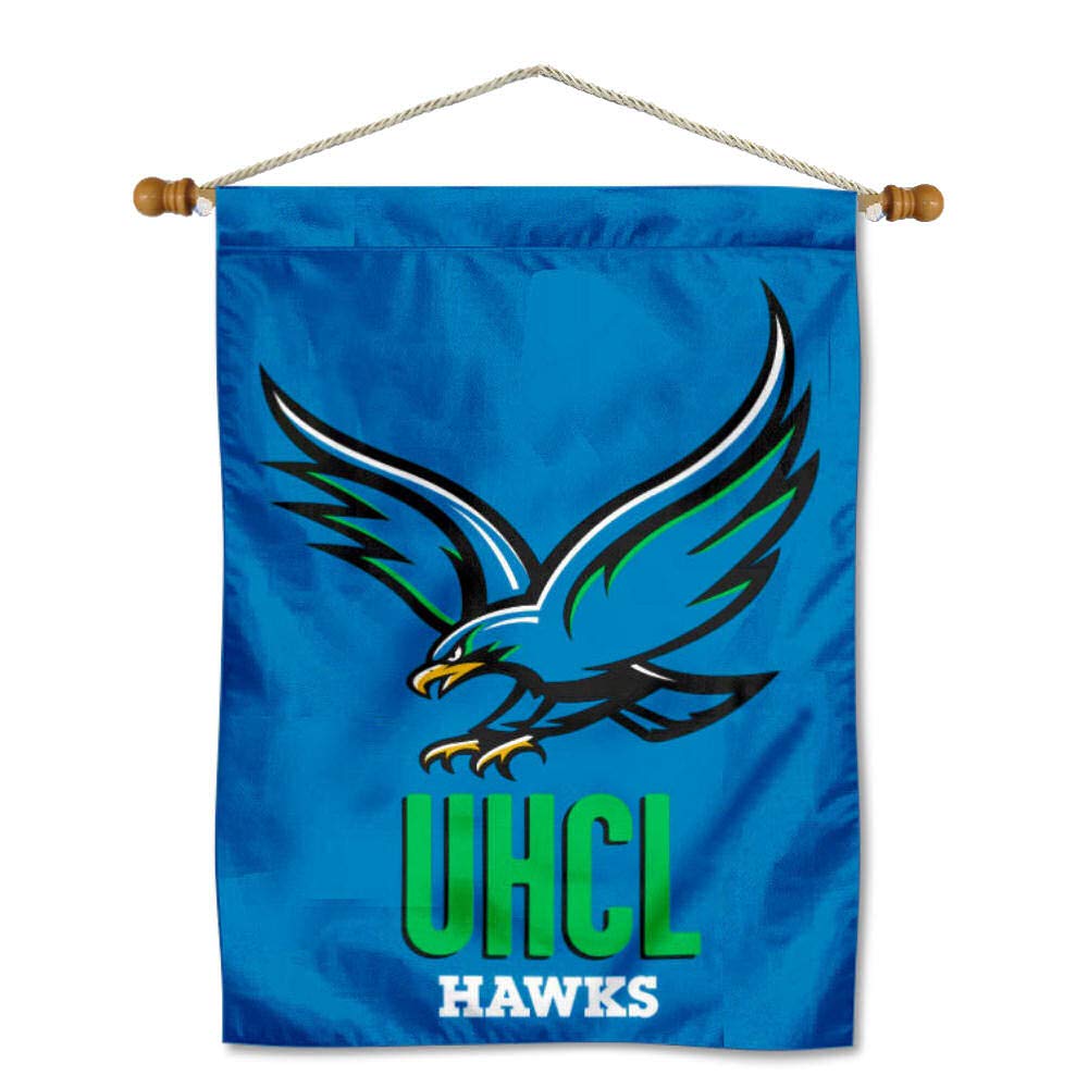 College Flags & Banners Co. Houston Clear Lake Hawks House Flag and Wood Banner Pole Set - Sports Collectibles, Sports Memorabilia, Sports Fan Shop, Sports Gifts