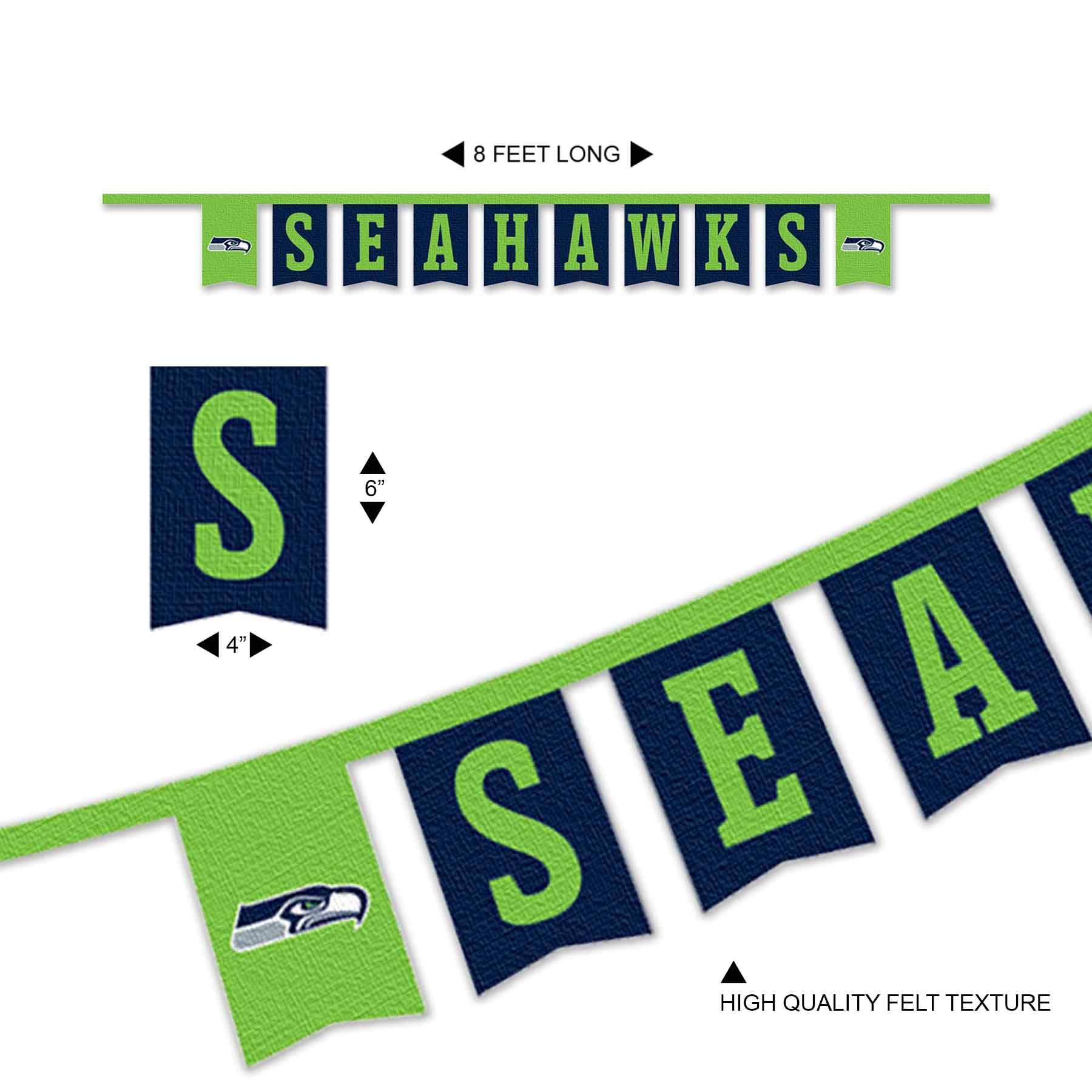WinCraft Seattle Seahawks Banner String Pennant Flags - Sports Collectibles, Sports Memorabilia, Sports Fan Shop, Sports Gifts