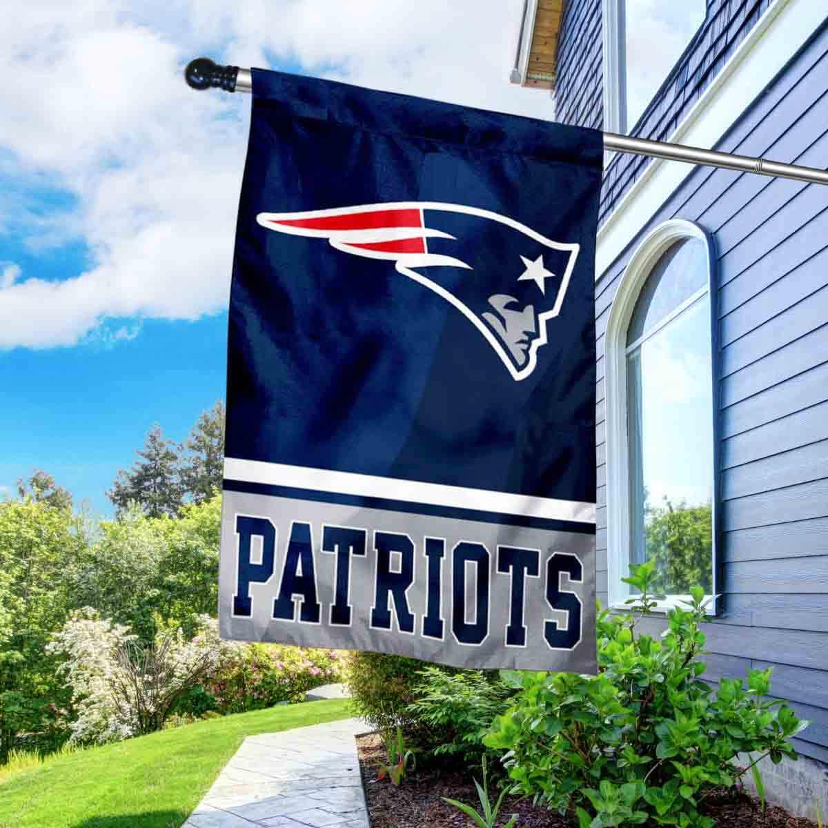 WinCraft Patriots Banner House Flag and 5 Foot Flagpole Set - Sports Collectibles, Sports Memorabilia, Sports Fan Shop, Sports Gifts