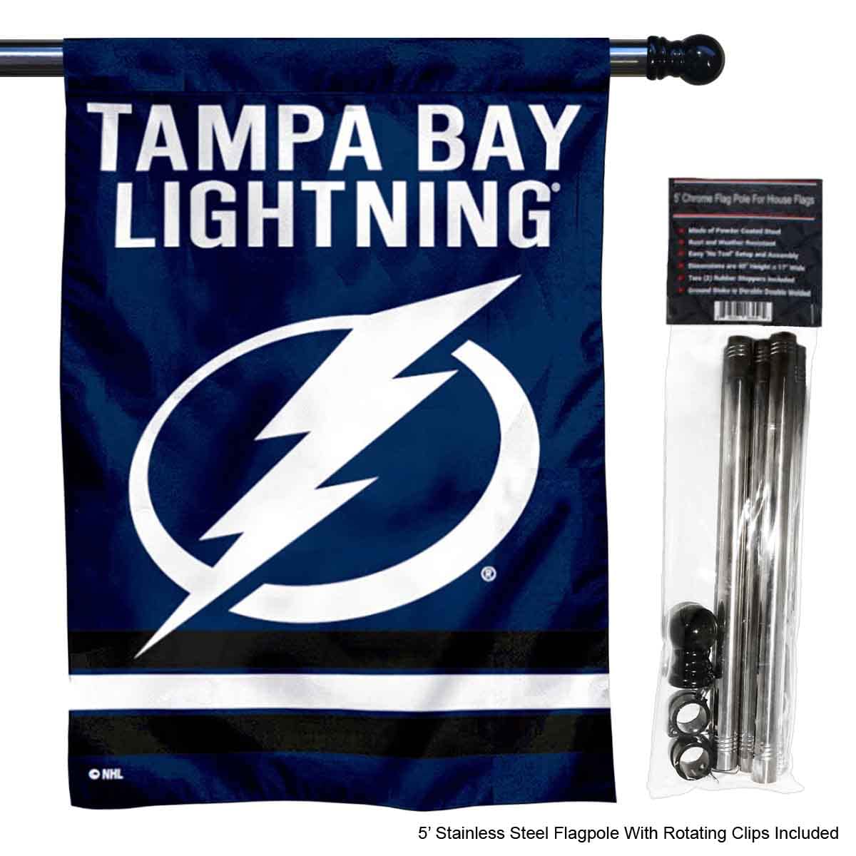 WinCraft Lightning Banner House Flag and 5 Foot Flagpole Set - Sports Collectibles, Sports Memorabilia, Sports Fan Shop, Sports Gifts
