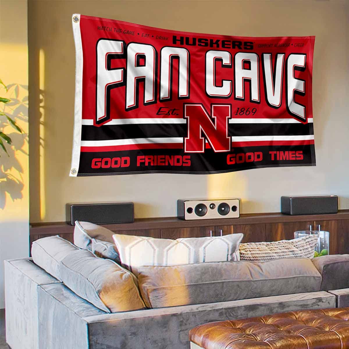 Nebraska Cornhuskers Fan Man Cave Banner Flag - Sports Collectibles, Sports Memorabilia, Sports Fan Shop, Sports Gifts