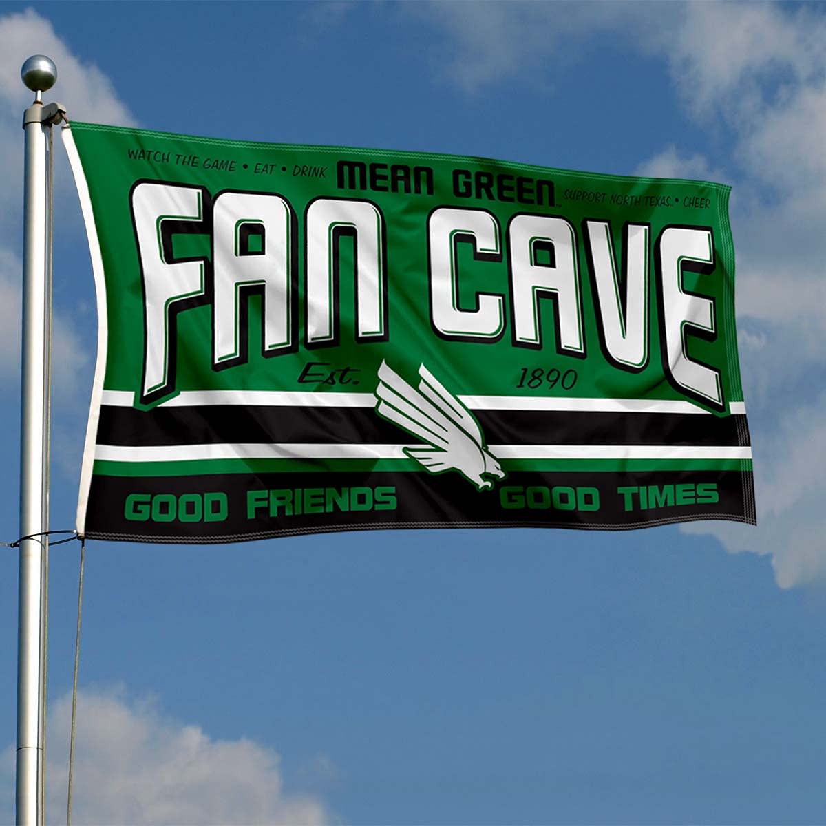 North Texas Mean Green Fan Man Cave Banner Flag - Sports Collectibles, Sports Memorabilia, Sports Fan Shop, Sports Gifts