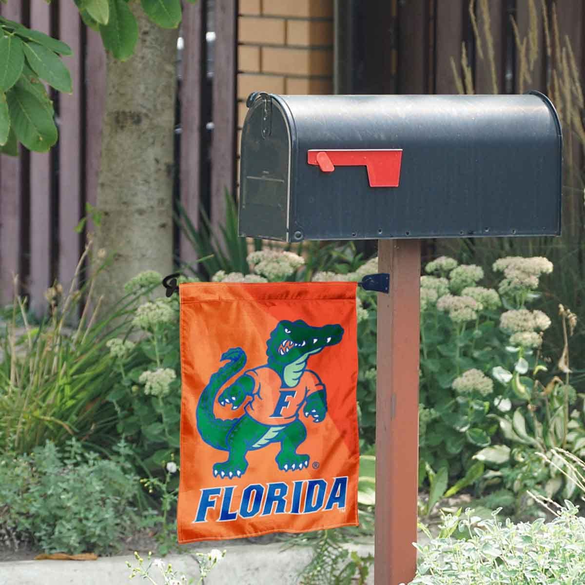 College Flags & Banners Co. UF Gators Albert Mascot Garden Flag and Mailbox Post Pole Mount Holder Set - Sports Collectibles, Sports Memorabilia, Sports Fan Shop, Sports Gifts