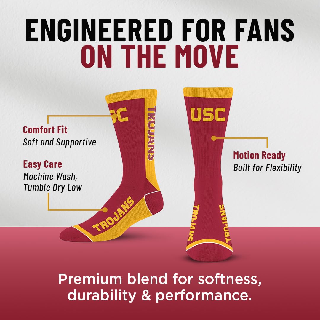 For Bare Feet NCAA USC TROJANS MVP Crew Sock Team Color Large - Sports Gifts, Sports Memorabilia, Sports Collectibles, Fan Shop