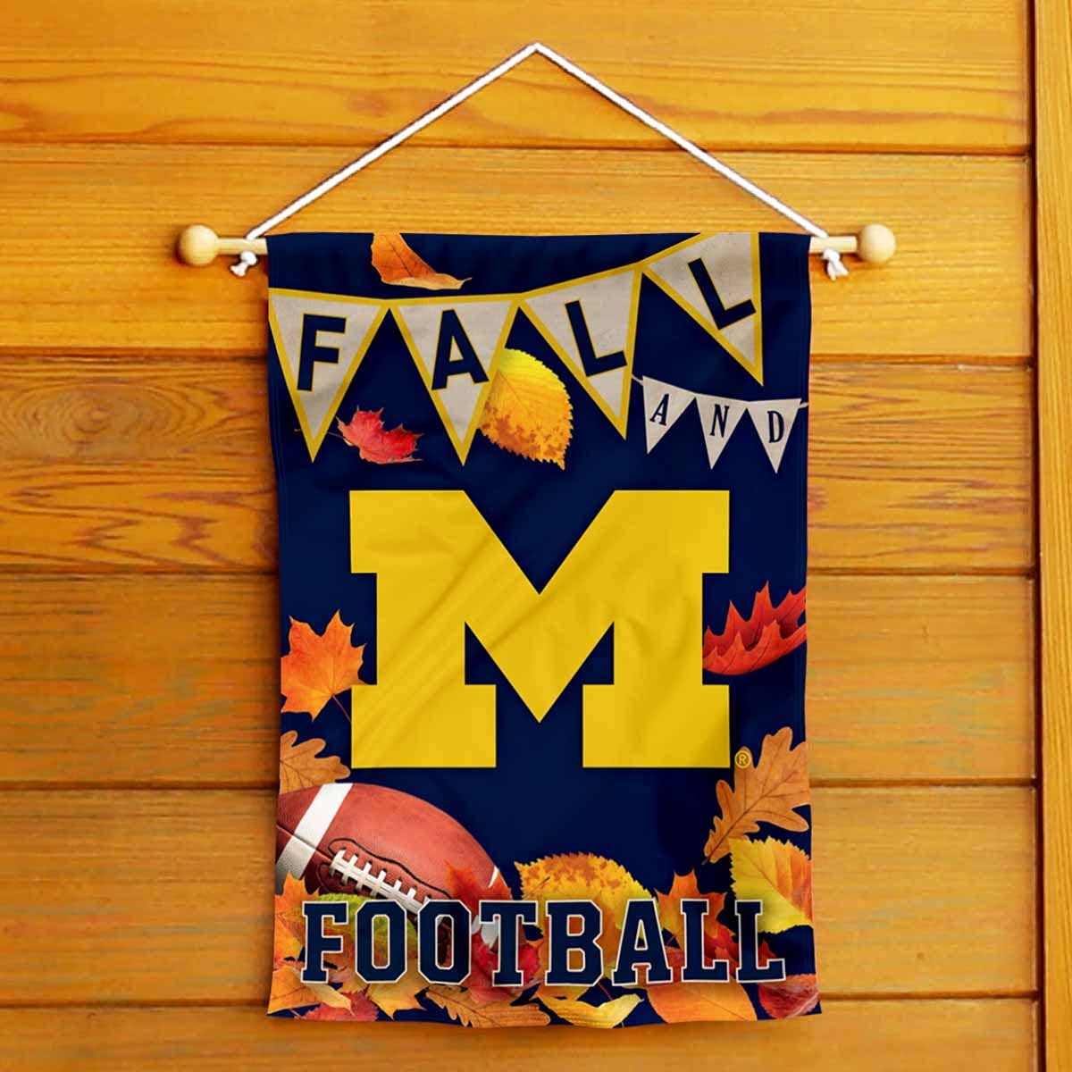 College Flags & Banners Co. Michigan Team University Wolverines Fall Leaves Football Season Garden Yard Flag - Sports Collectibles, Sports Memorabilia, Sports Fan Shop, Sports Gifts