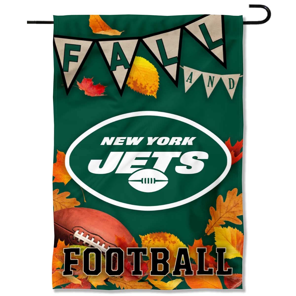 WinCraft New York Jets Fall Leaves Decorative Football Garden Flag Double Sided Banner - Sports Collectibles, Sports Memorabilia, Sports Fan Shop, Sports Gifts