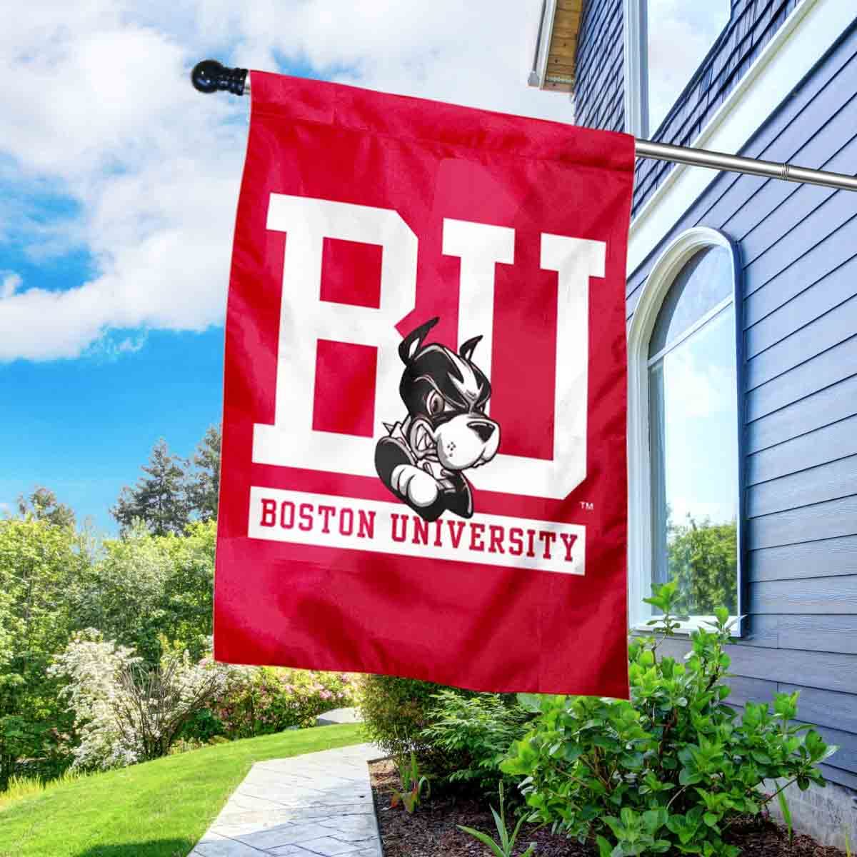 College Flags & Banners Co. Boston BU Terriers Banner Flag with Flag Pole Set - Sports Collectibles, Sports Memorabilia, Sports Fan Shop, Sports Gifts
