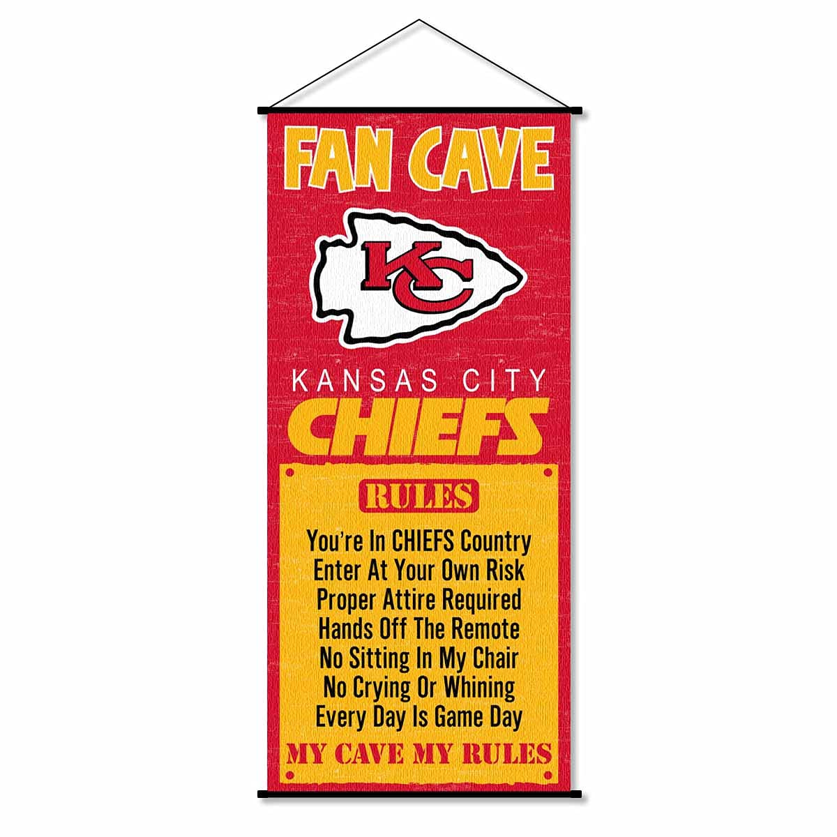 WinCraft Kansas City Chiefs Man Cave Fan Banner Wall Door Scroll - Sports Collectibles, Sports Memorabilia, Sports Fan Shop, Sports Gifts