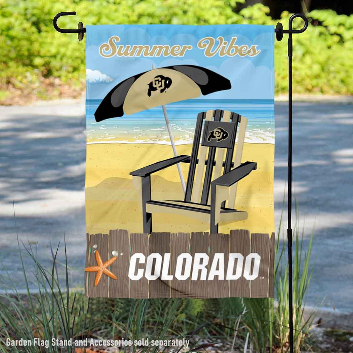 College Flags & Banners Co. Colorado Buffaloes Summer Season Vibes Double Sided Garden Yard Flag - Sports Collectibles, Sports Memorabilia, Sports Fan Shop, Sports Gifts