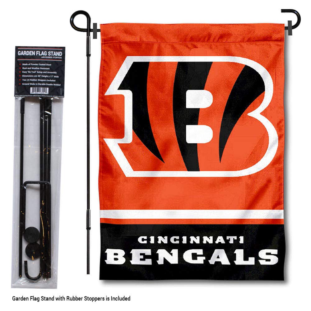 WinCraft Bengals Garden Flag with Stand Holder - Sports Collectibles, Sports Memorabilia, Sports Fan Shop, Sports Gifts