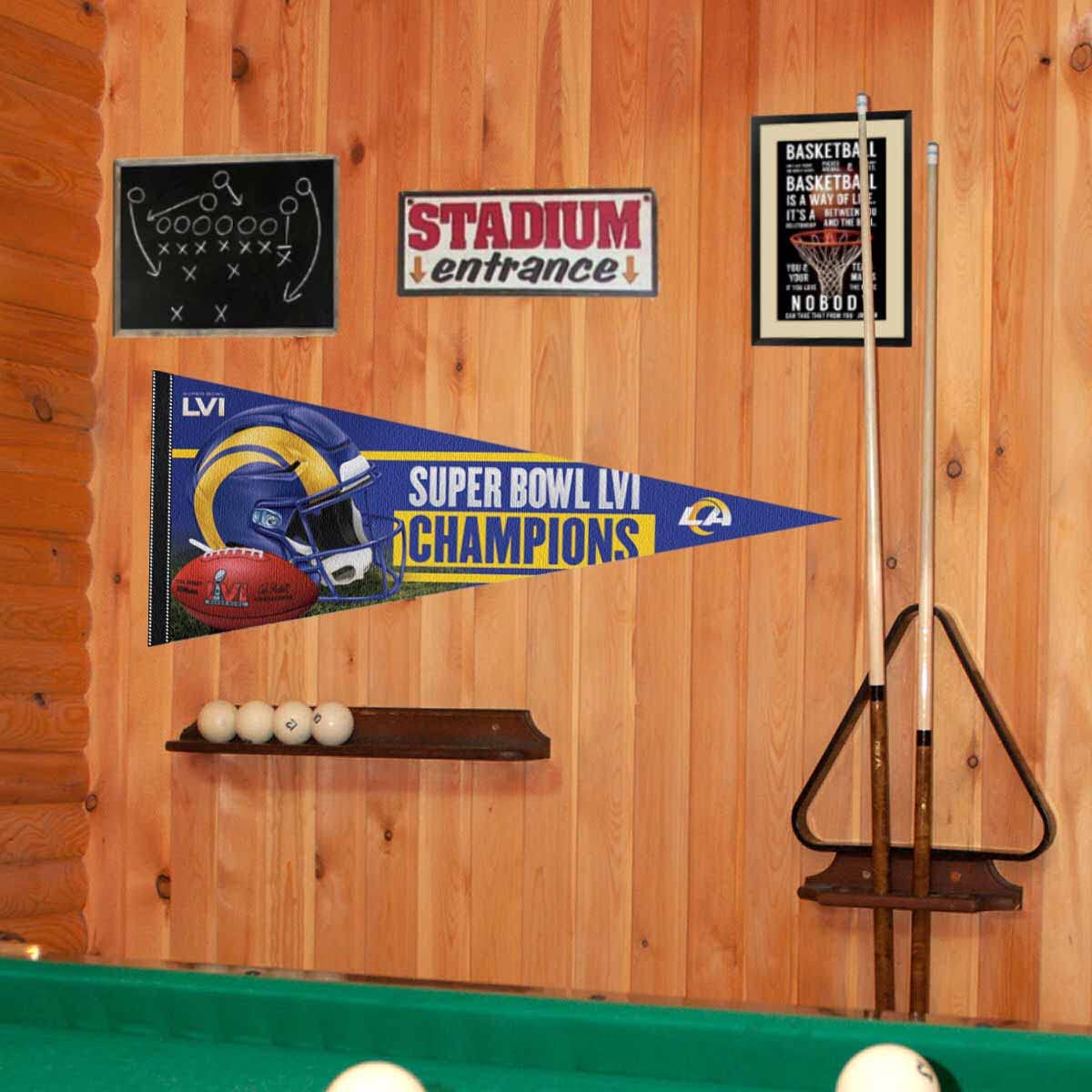 WinCraft LA Rams 2022 Super Bowl LVI Champions Full Size Large Pennant - Sports Collectibles, Sports Memorabilia, Sports Fan Shop, Sports Gifts