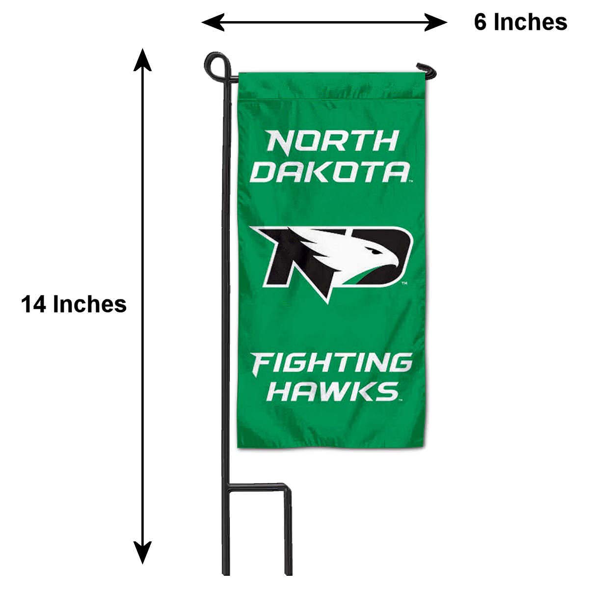 College Flags & Banners Co. North Dakota Fighting Hawks Mini Garden and Flower Pot Flag Topper - Sports Collectibles, Sports Memorabilia, Sports Fan Shop, Sports Gifts