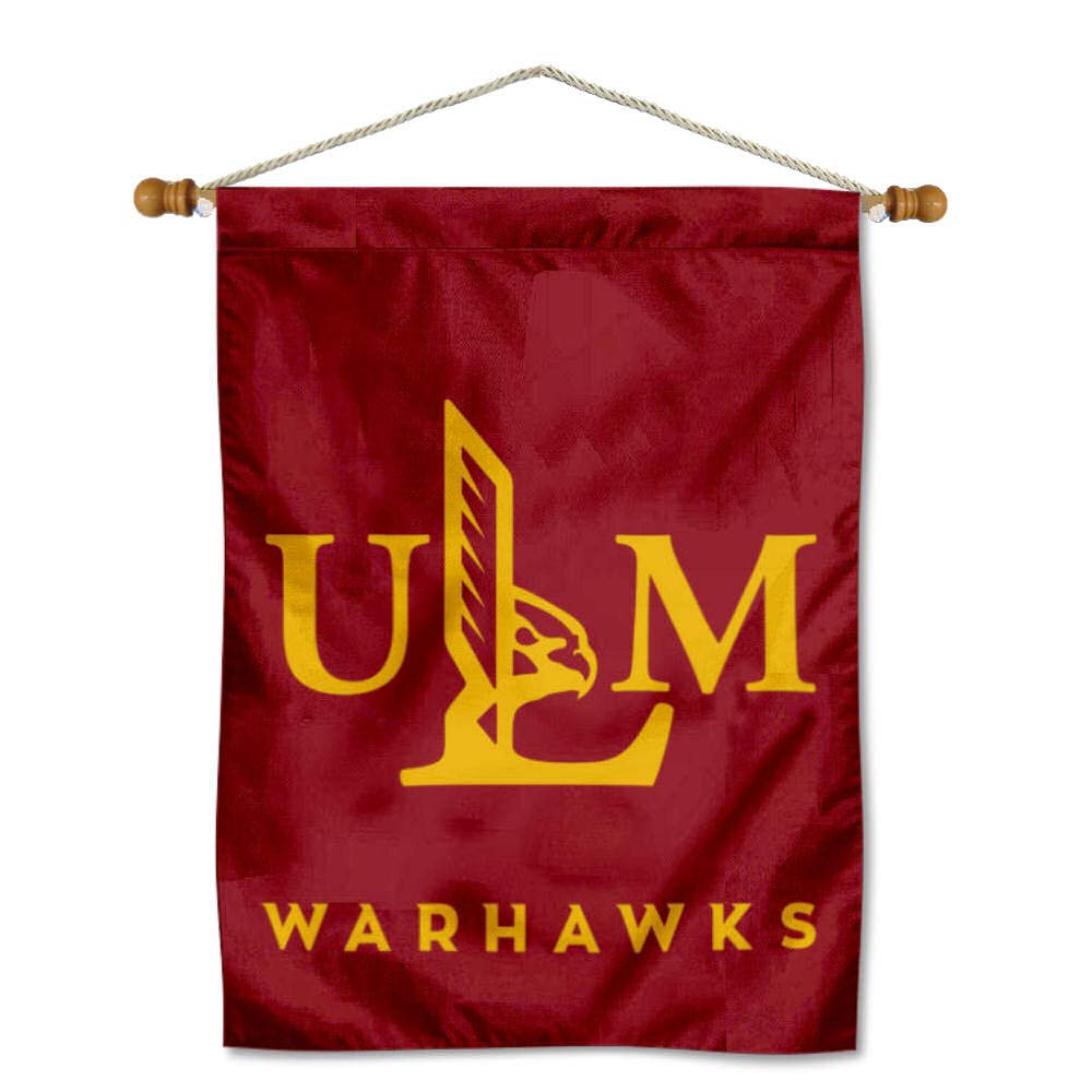 Louisiana Monroe Warhawks Double Sided House Flag and Wood Banner Pole Set - Sports Collectibles, Sports Memorabilia, Sports Fan Shop, Sports Gifts