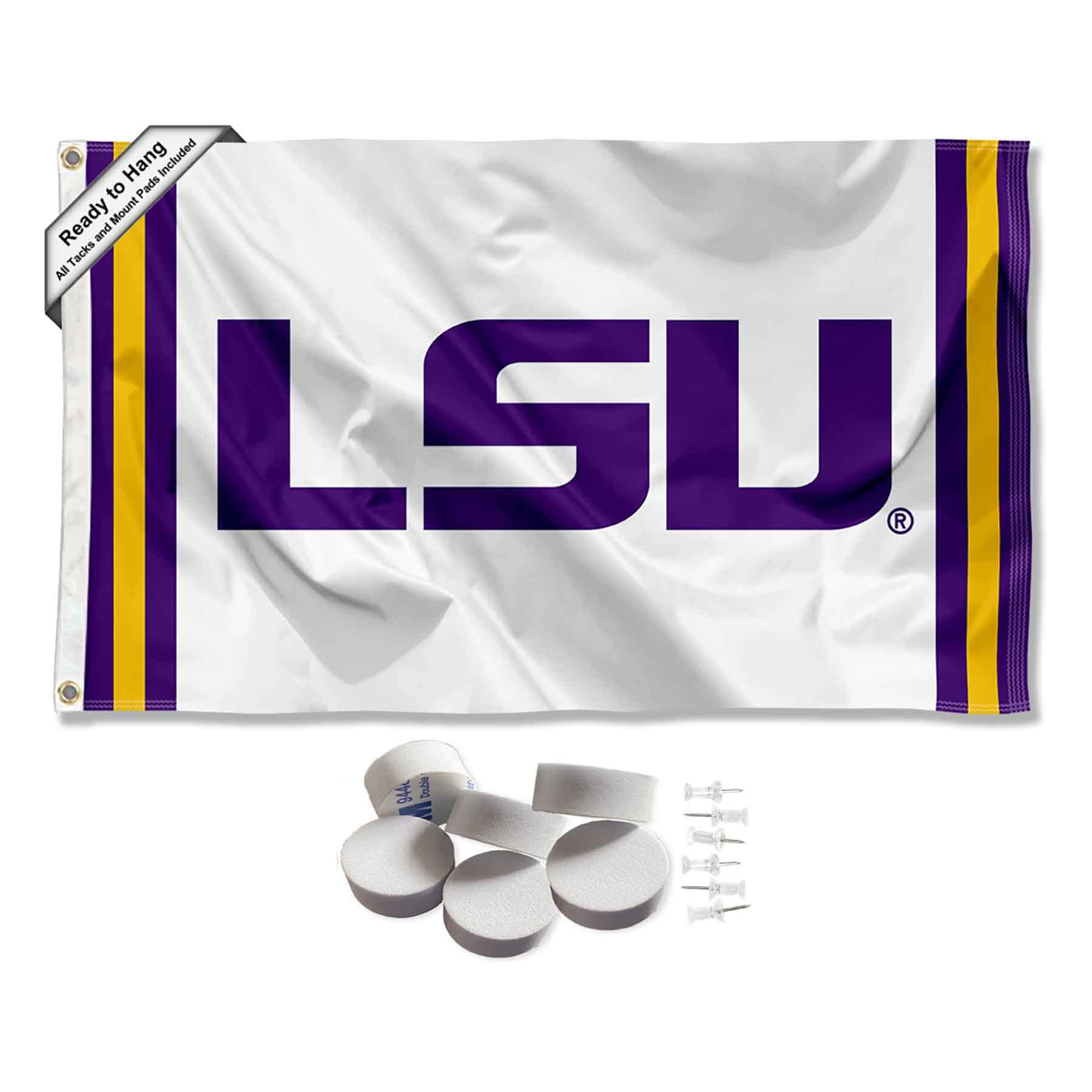 College Flags & Banners Co. Louisiana State LSU Tigers Jersey Stripes Banner and Tapestry Wall Tack Pads - Sports Collectibles, Sports Memorabilia, Sports Fan Shop, Sports Gifts
