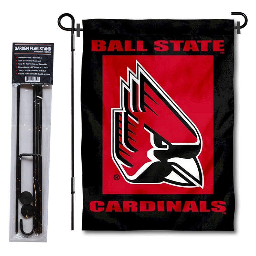 College Flags & Banners Co. Ball State Cardinals Red Garden Flag and Flag Stand Pole Holder Set - Sports Collectibles, Sports Memorabilia, Sports Fan Shop, Sports Gifts