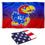 College Flags & Banners Co. Kansas Jayhawks Gradient Ombre Flag and USA 3x5 Flag Set - Sports Collectibles, Sports Memorabilia, Sports Fan Shop, Sports Gifts