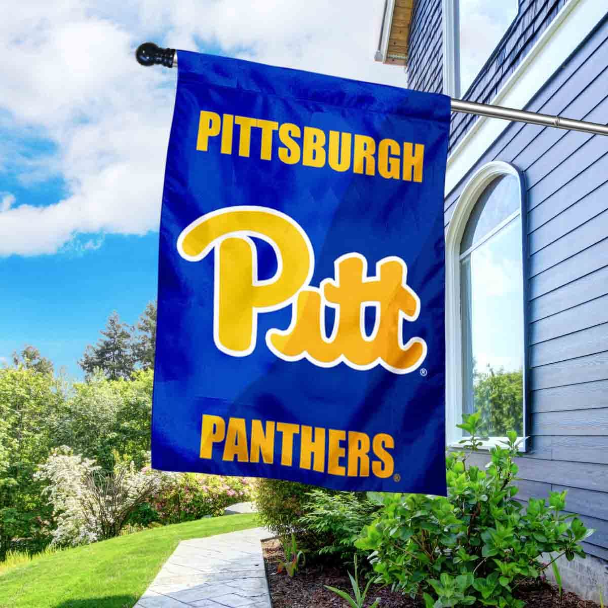 Pittsburgh Panthers Double Sided House Flag with Flag Pole Set - Sports Collectibles, Sports Memorabilia, Sports Fan Shop, Sports Gifts
