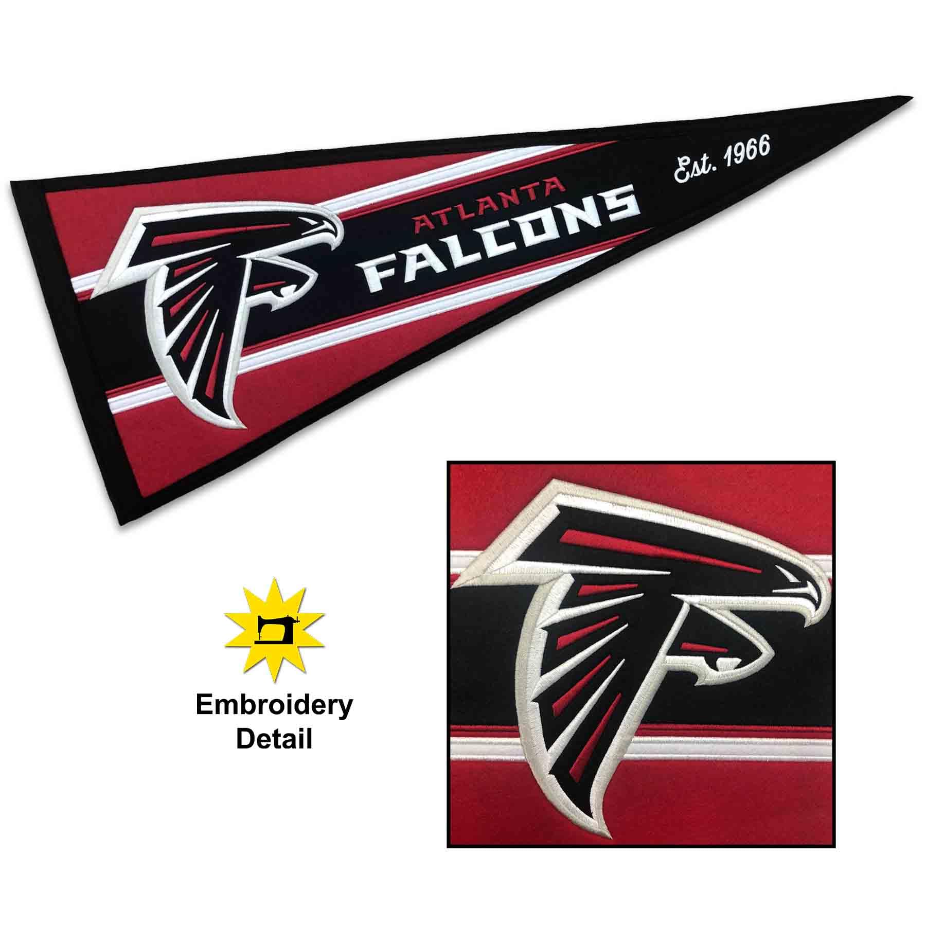 WinCraft Atlanta Falcons Embroidered and Sewn Pennant - Sports Collectibles, Sports Memorabilia, Sports Fan Shop, Sports Gifts