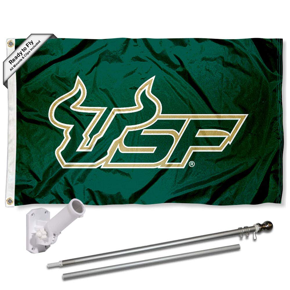 College Flags & Banners Co. University of South Florida Flag and Pole Bracket Mount Bundle - Sports Collectibles, Sports Memorabilia, Sports Fan Shop, Sports Gifts
