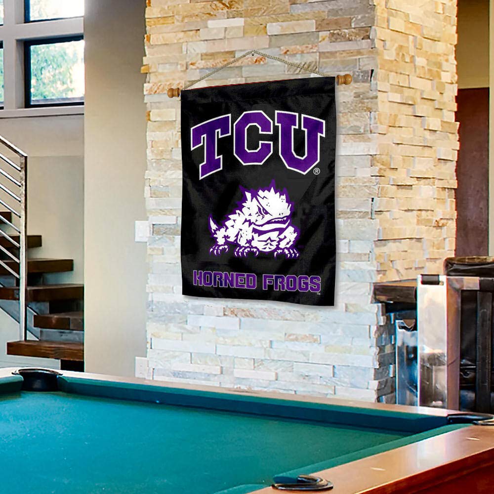 College Flags & Banners Co. Texas Christian TCU Black Banner Flag and Wood Banner Pole Set - Sports Collectibles, Sports Memorabilia, Sports Fan Shop, Sports Gifts