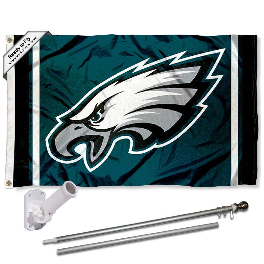 WinCraft Philadelphia Eagles Flag Pole and Bracket Kit - Sports Collectibles, Sports Memorabilia, Sports Fan Shop, Sports Gifts