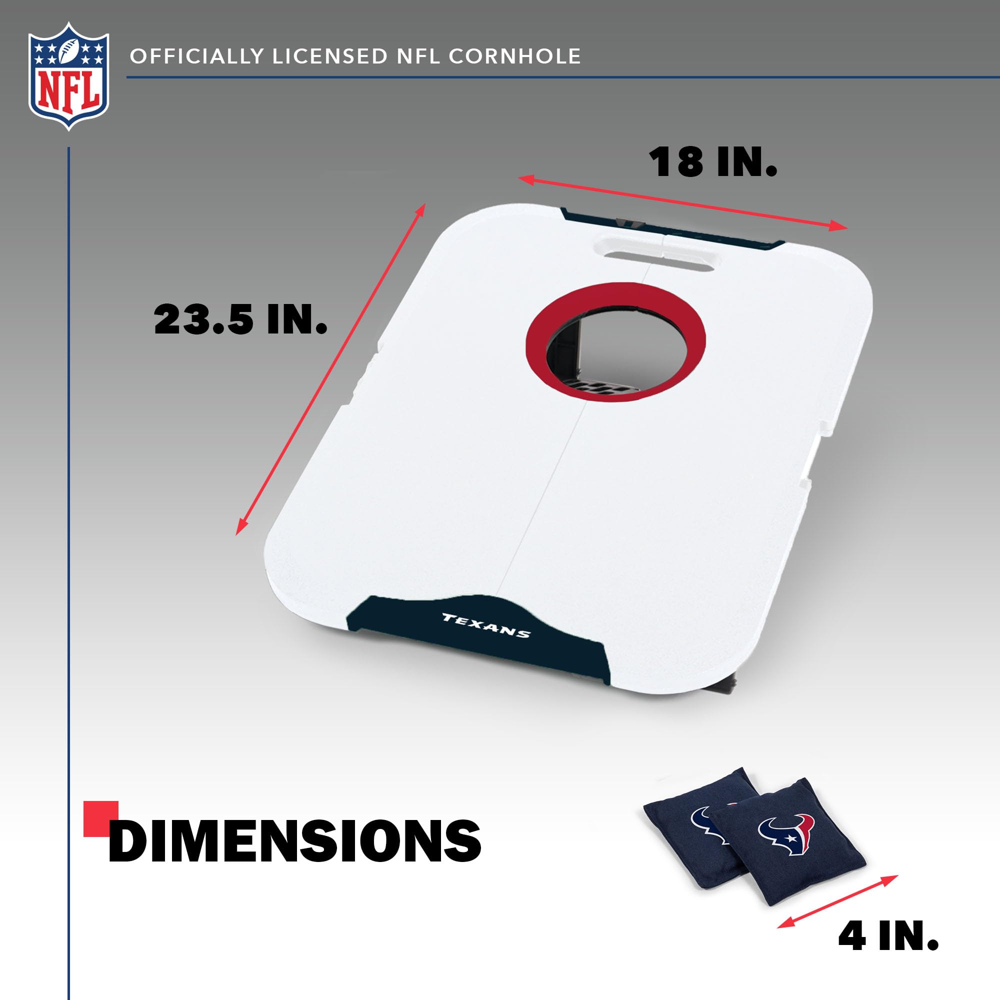 Wild Sports NFL Houston Texans Pro Football All-Weather Cornhole Set - Travel Bean Bag Toss Set Includes 8 Bean Bags - Sports Collectibles, Sports Memorabilia, Sports Fan Shop, Sports Gifts