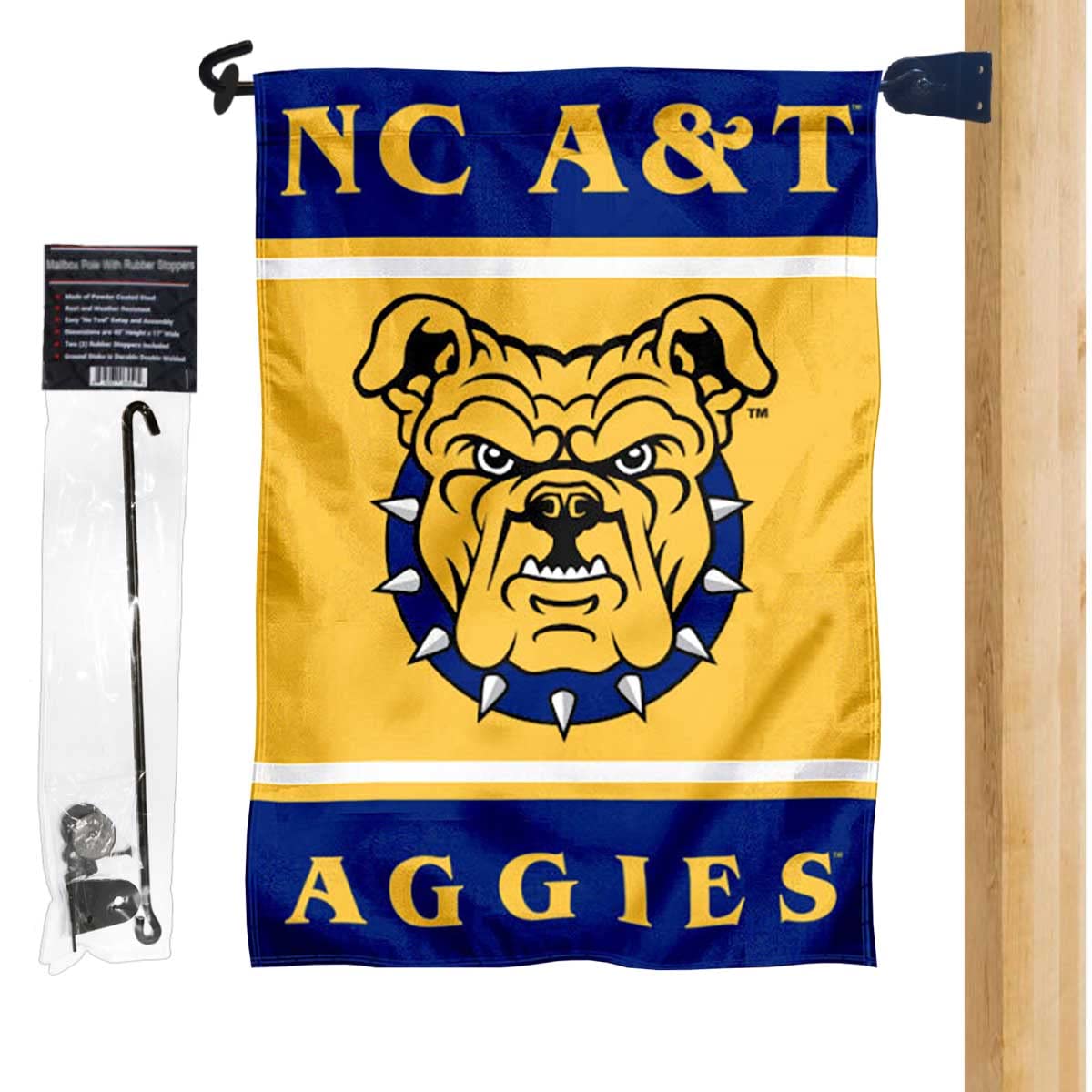 College Flags & Banners Co. North Carolina A&T Aggies Garden Flag and Mailbox Post Pole Mount Holder Set - Sports Collectibles, Sports Memorabilia, Sports Fan Shop, Sports Gifts