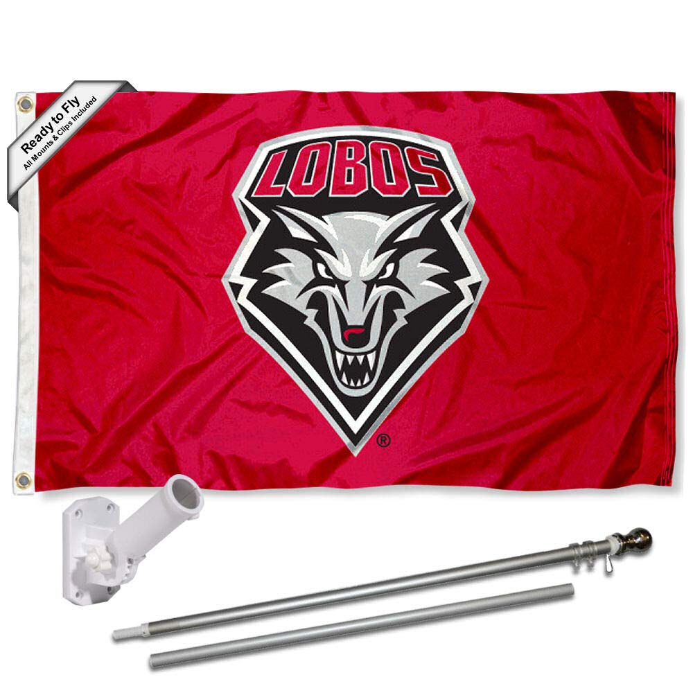 College Flags & Banners Co. University of New Mexico UNM Flag and Pole Bracket Mount Bundle - Sports Collectibles, Sports Memorabilia, Sports Fan Shop, Sports Gifts