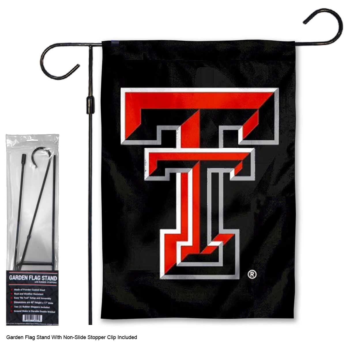 Texas Tech Red Raiders Garden Banner Flag with Stand Pole Holder - Sports Collectibles, Sports Memorabilia, Sports Fan Shop, Sports Gifts