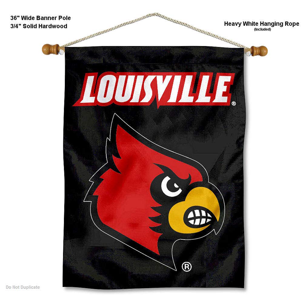 Louisville Cardinals Banner Flag and Wood Banner Pole Set - Sports Collectibles, Sports Memorabilia, Sports Fan Shop, Sports Gifts
