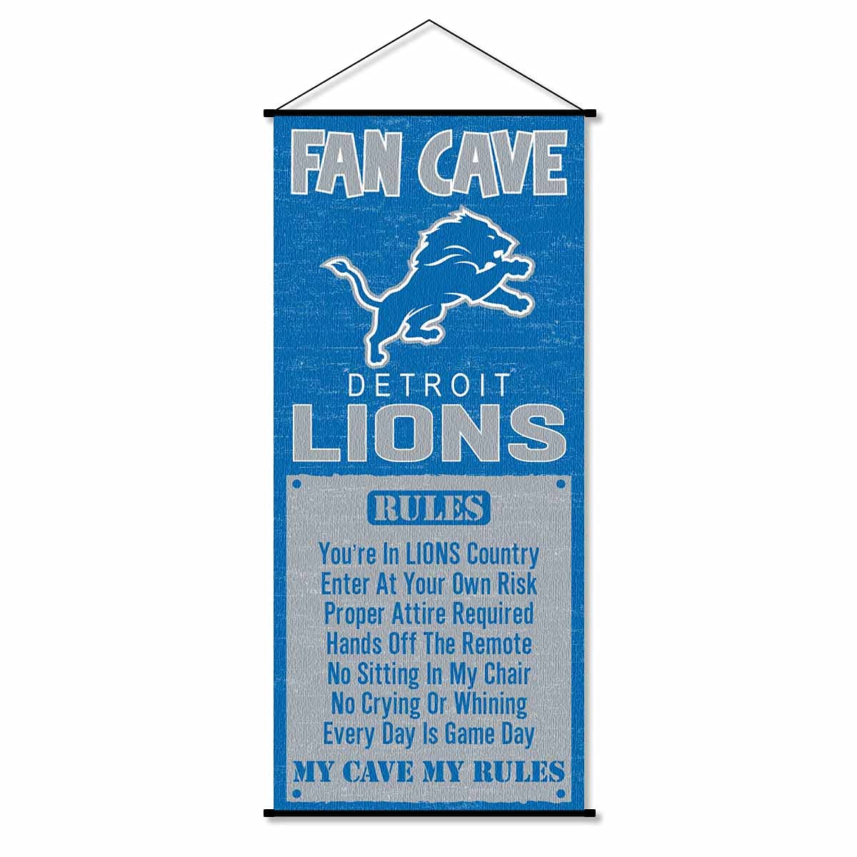 WinCraft Detroit Lions Man Cave Fan Banner Wall Door Scroll - Sports Collectibles, Sports Memorabilia, Sports Fan Shop, Sports Gifts