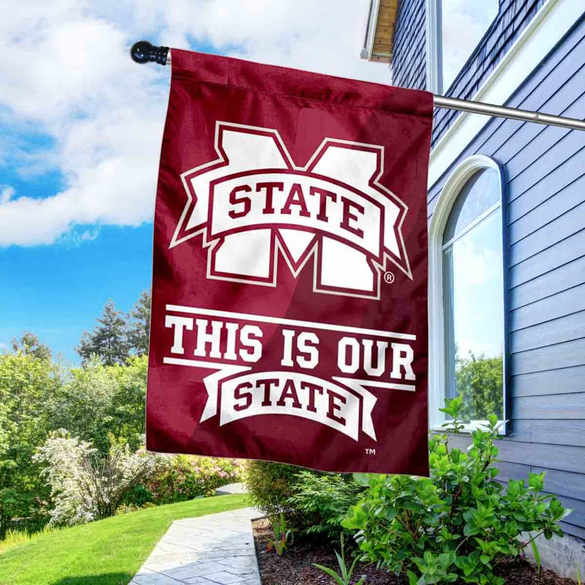 College Flags & Banners Co. This is Our State MSU Bulldog Banner with Flag Pole Set - Sports Collectibles, Sports Memorabilia, Sports Fan Shop, Sports Gifts