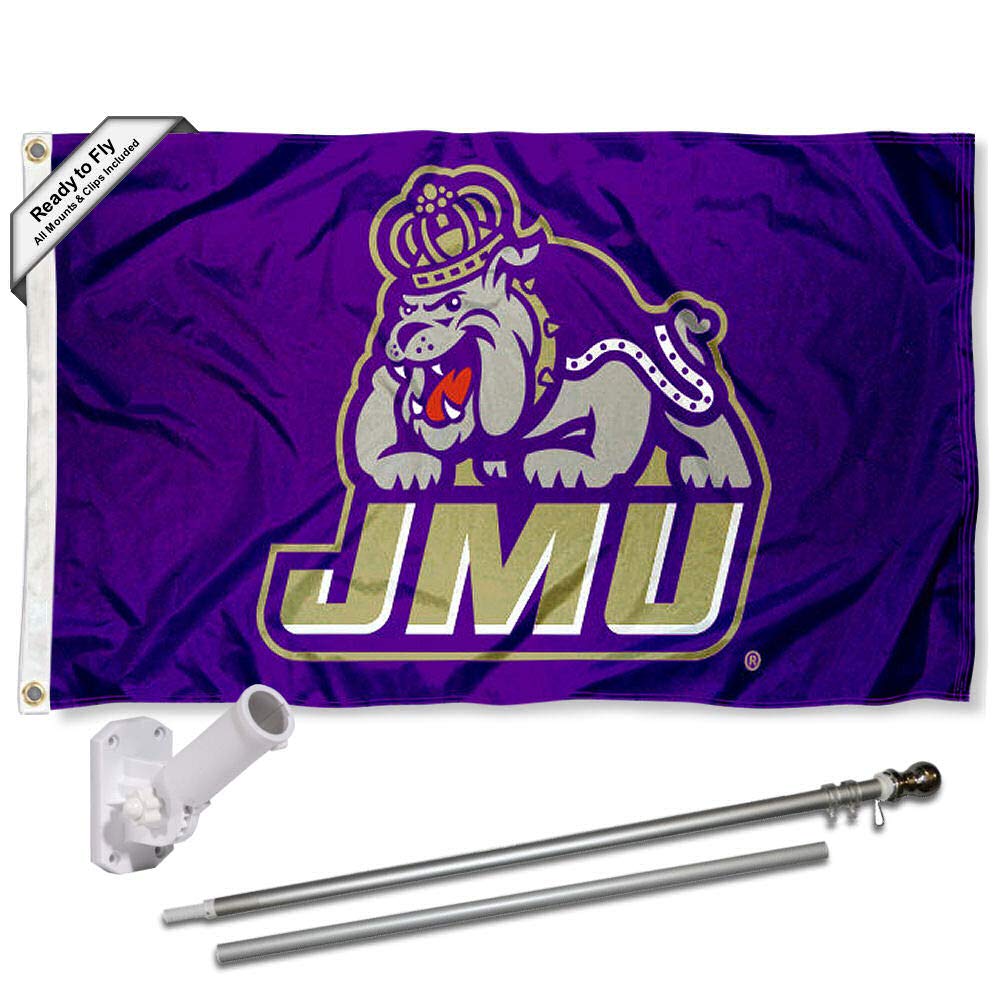College Flags & Banners Co. James Madison Dukes Flag and Pole Bracket Mount Bundle - Sports Collectibles, Sports Memorabilia, Sports Fan Shop, Sports Gifts