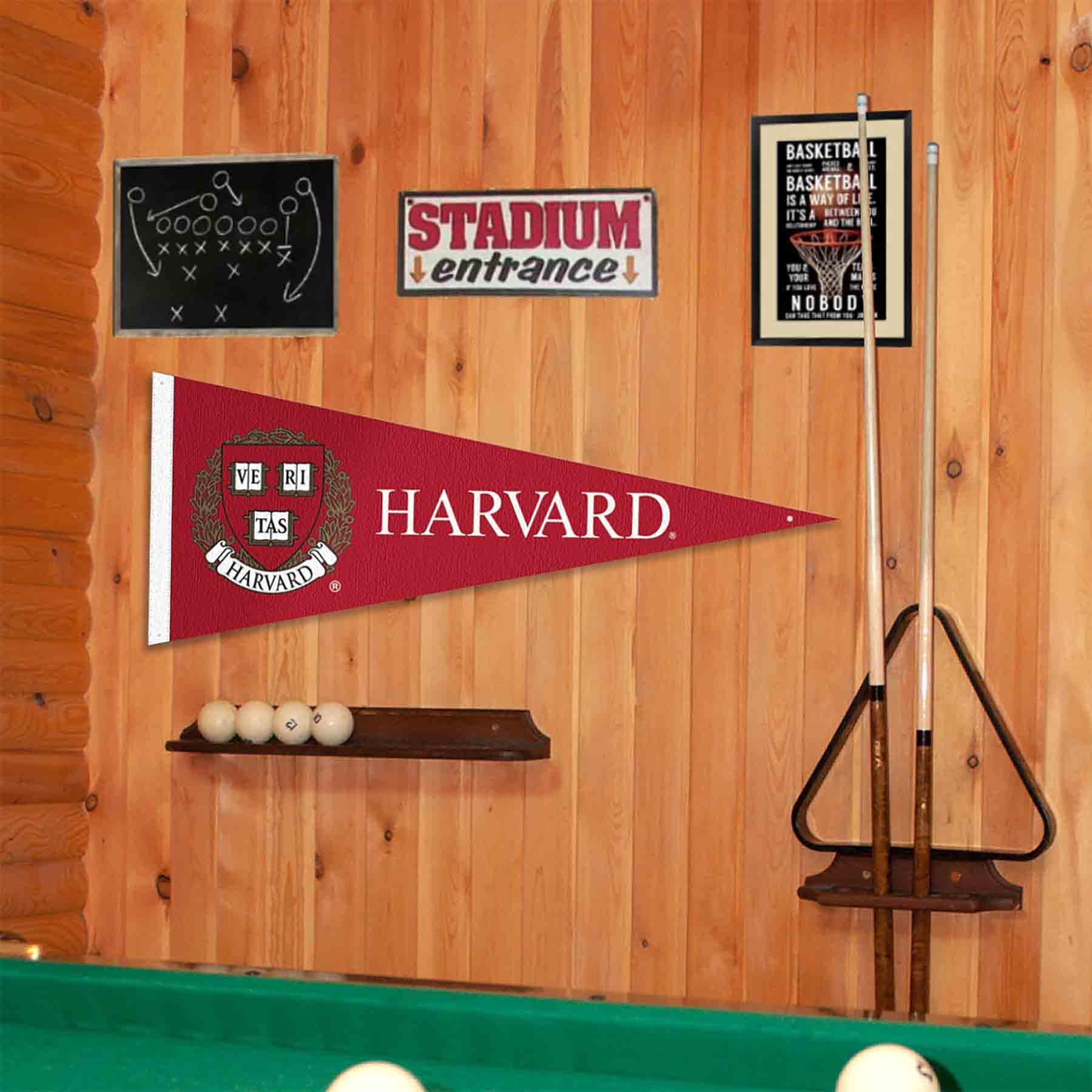 College Flags & Banners Co. Harvard Crimson Pennant Flag and Wall Tack Mount Pads - Sports Collectibles, Sports Memorabilia, Sports Fan Shop, Sports Gifts