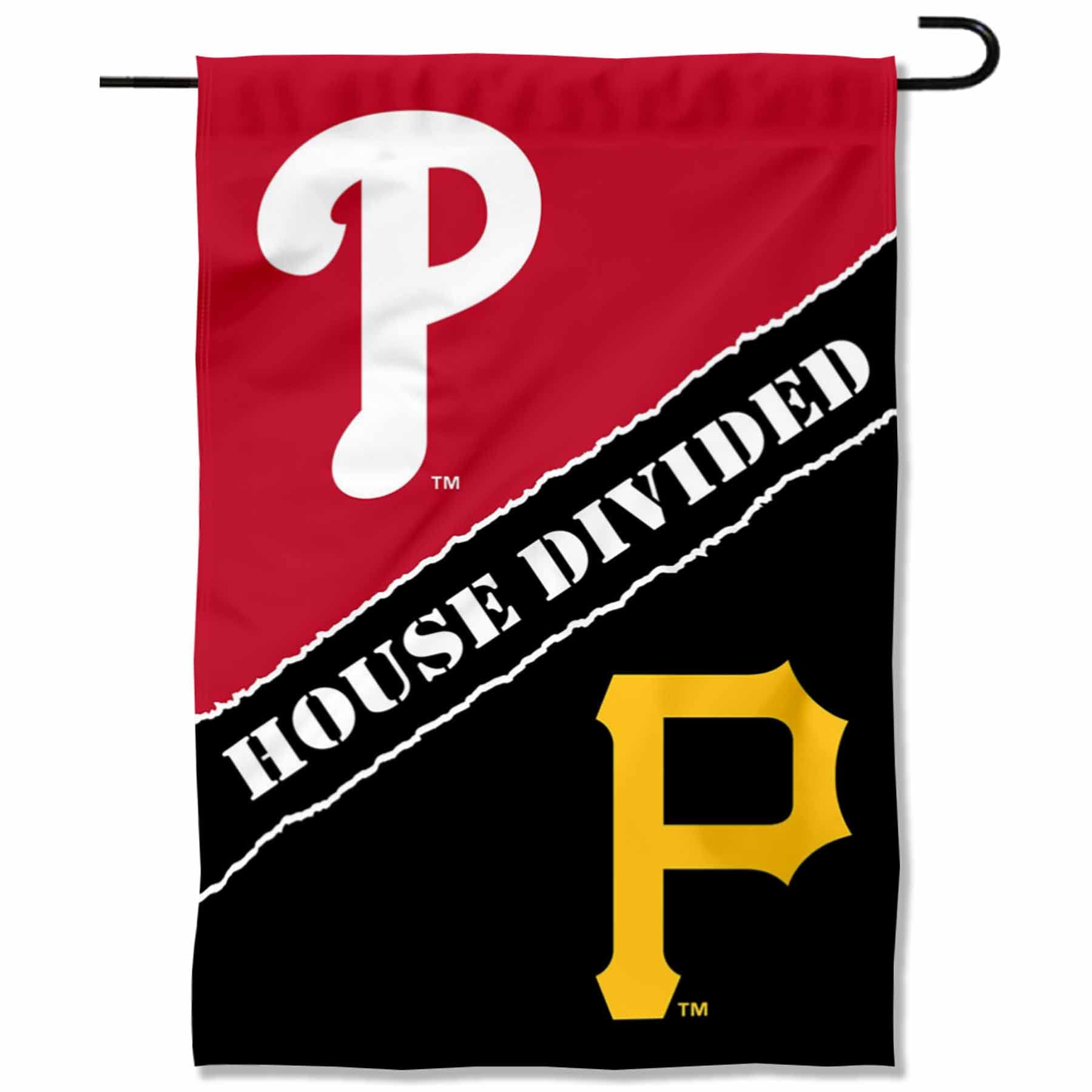 WinCraft House Divided Phillies and Pirates Double Sided Garden Flag - Sports Collectibles, Sports Memorabilia, Sports Fan Shop, Sports Gifts